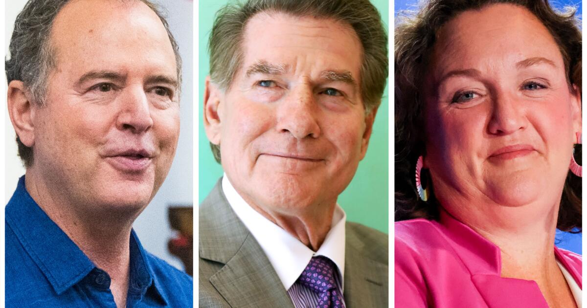 NextImg:Schiff and Garvey lead in Senate race, well positioned for runoff, poll shows