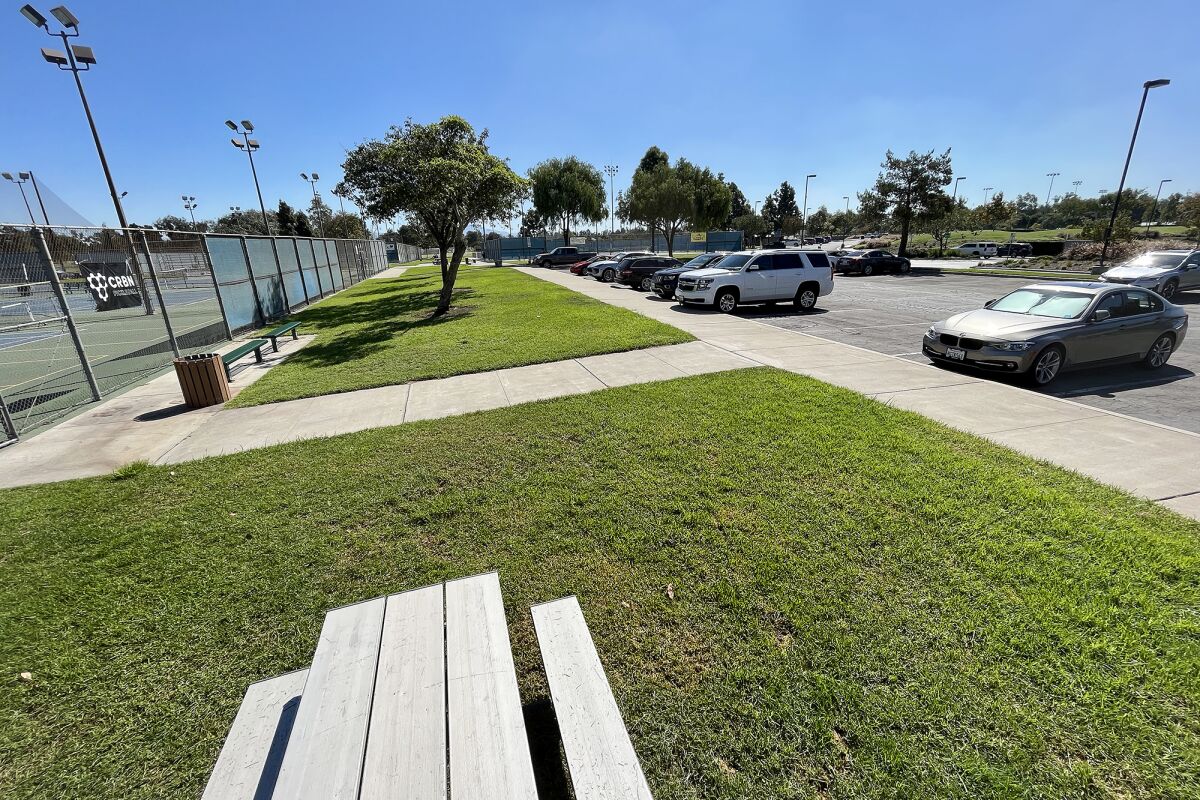 A bat found at a parking lot located at Pickleball Court #1 at the Fountain Valley Tennis Center.