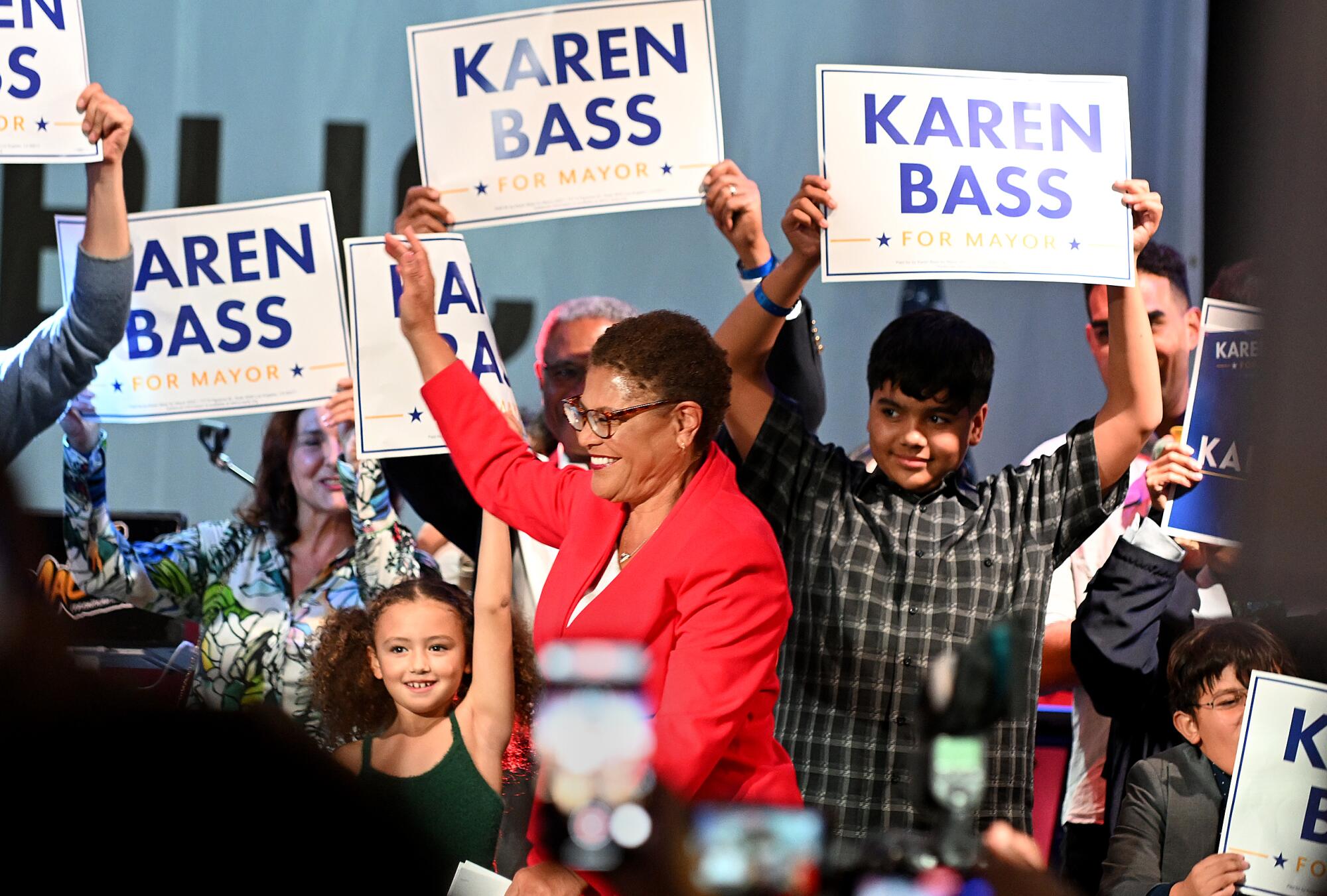 Rep. Karen Bass during election night at the Palladium in Hollywood.