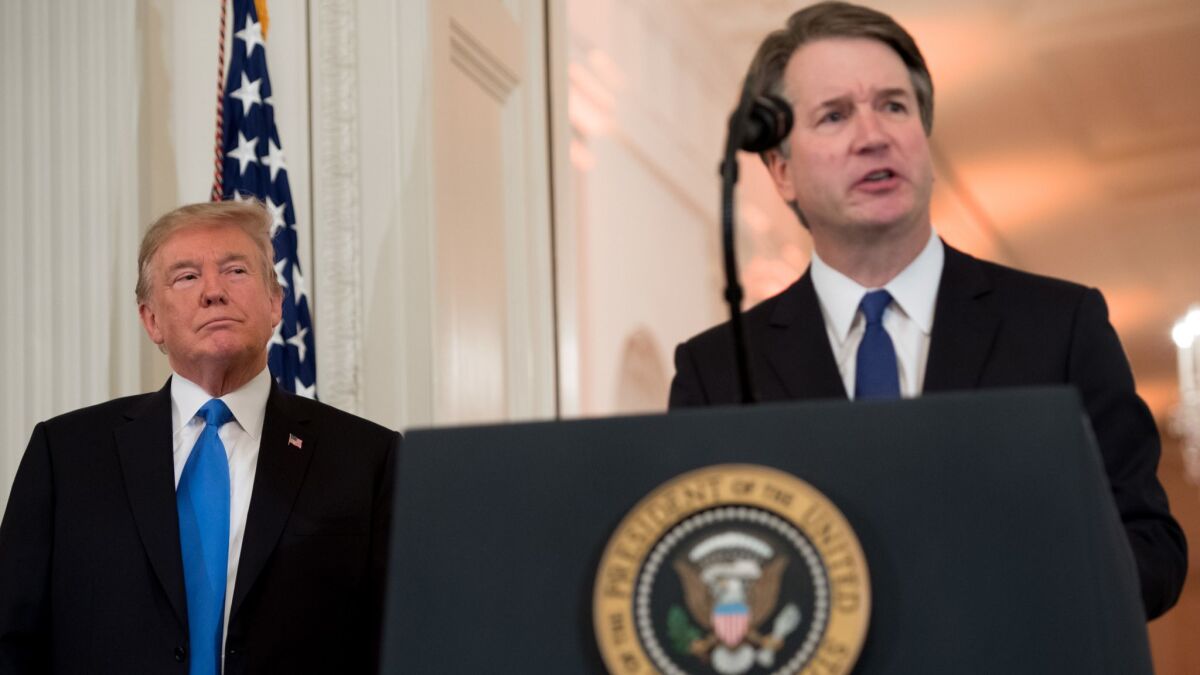 Brett Kavanaugh speaks after being nominated by President Trump to the Supreme Court on July 9.