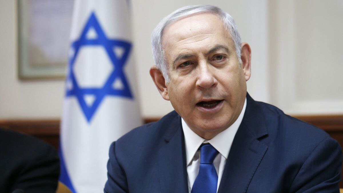 Israeli Prime Minister Benjamin Netanyahu speaks at a cabinet meeting in Jerusalem on July 15.