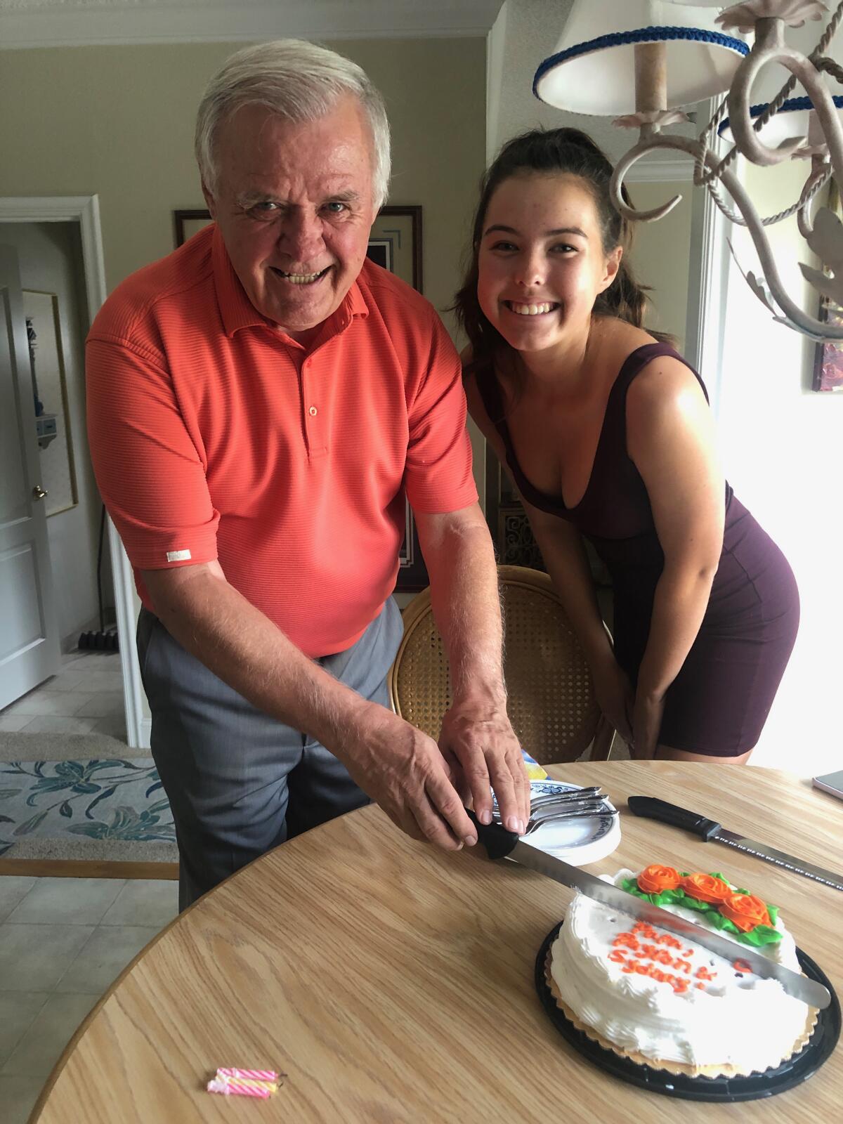 Torrey Pines junior Payton Parker, who won the school's kindness relay, spent time with her grandfather.