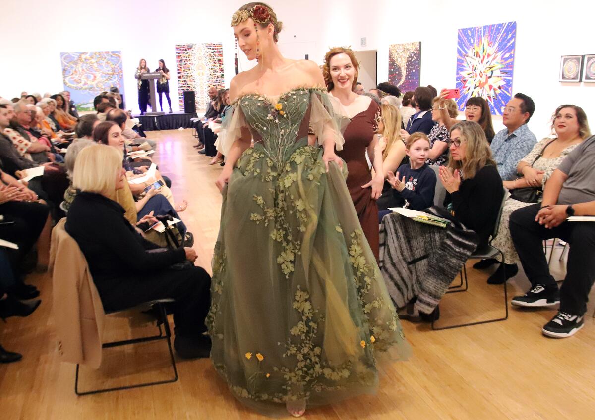 Erica Patapoff's design for the Laguna Beach Garden Club at the upcycled couture fashion show at Laguna Art Museum on Nov. 2.