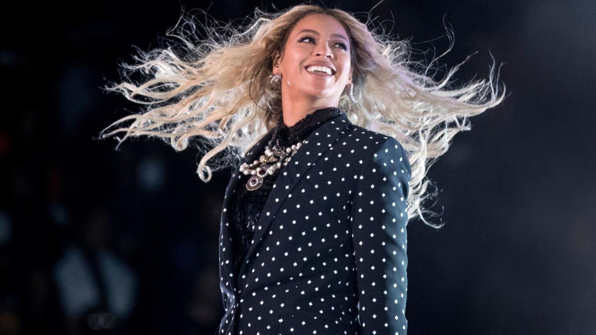 Beyoncé at a concert for Democratic presidential candidate Hillary Clinton in Cleveland earlier this year.