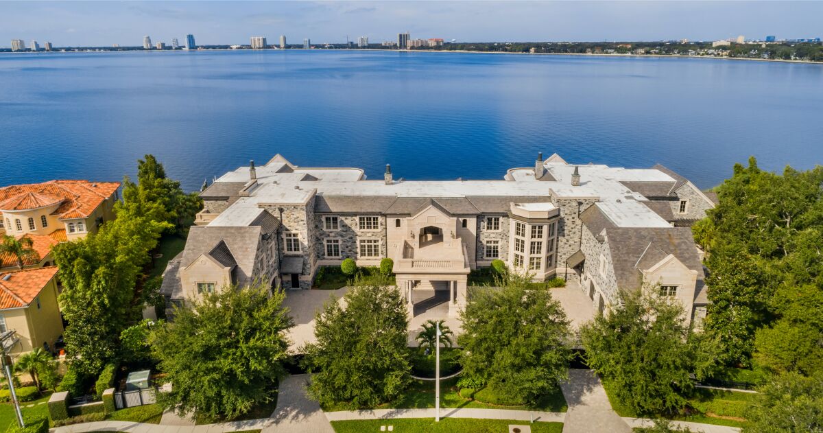 The 22,000-square-foot Florida mansion overlooks Tampa Bay.