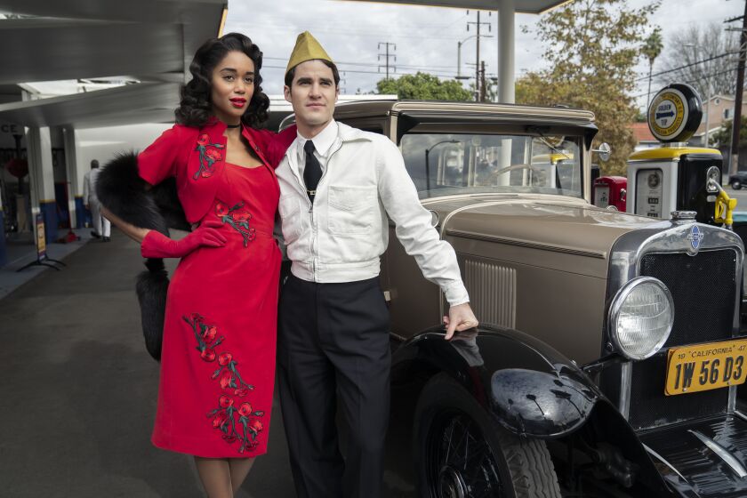 Laura Harrier and Darren Criss are among the actors in "Hollywood," filled with fact-based and fictional characters.