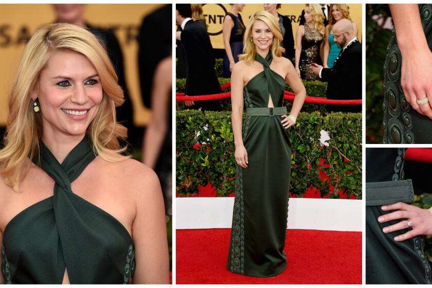 The "Homeland" star donned an army-green Marc Jacobs gown for the 21st Annual Screen Actors Guild Awards on Jan. 25, 2015.