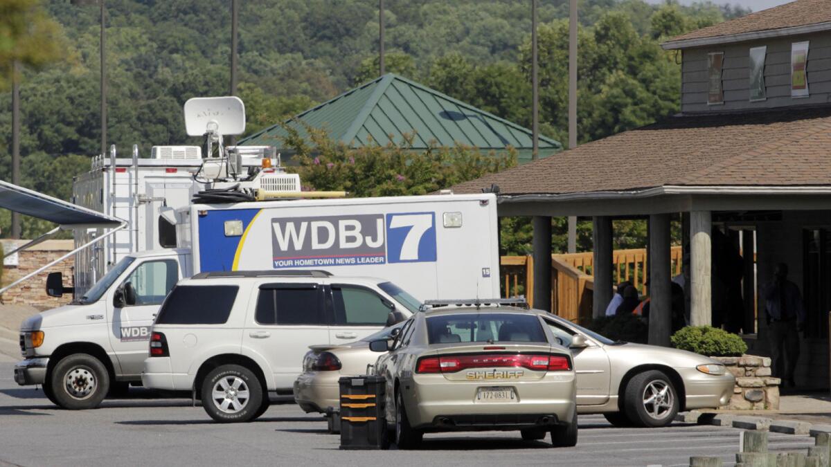 The TV truck that journalists Alison Parker and Adam Ward drove before they were killed during a live broadcast nearby.