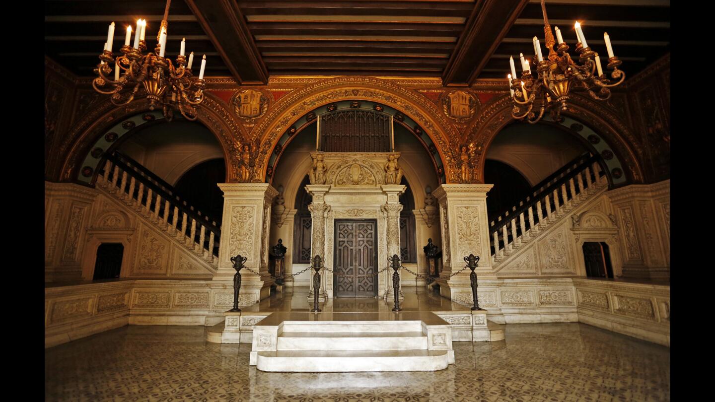 Architect Julia Morgan incorporated Spanish, Italian and Moorish touches and created an ornate lobby of marble and gold with hand-painted tiled flooring.