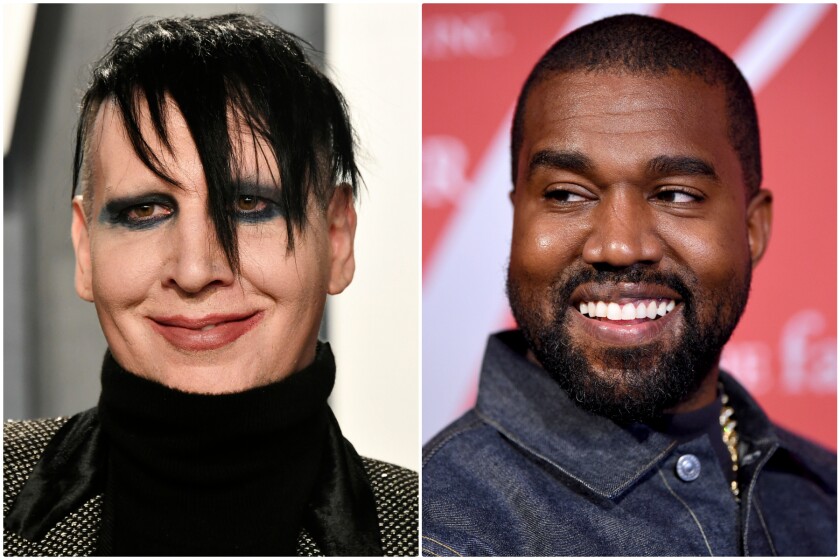 Marilyn Manson, left, and Kanye West.