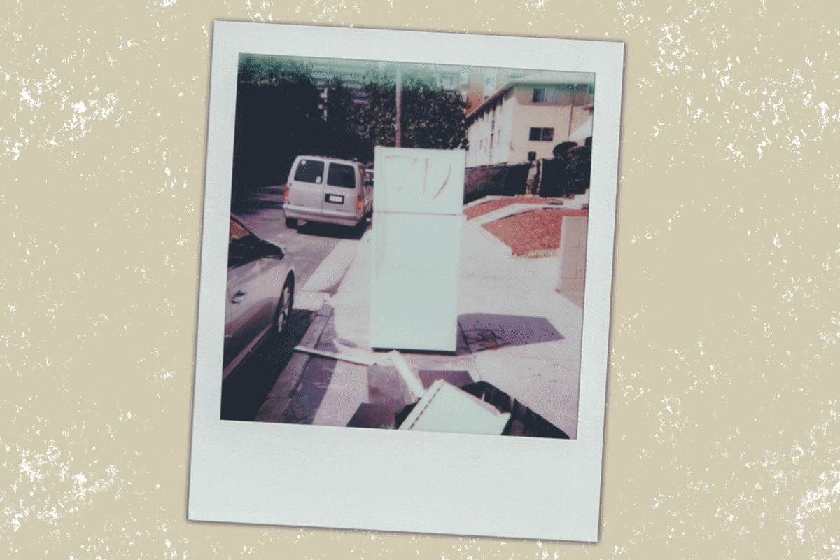 Series of Polaroids featuring furniture left on various streets in Los Angeles.