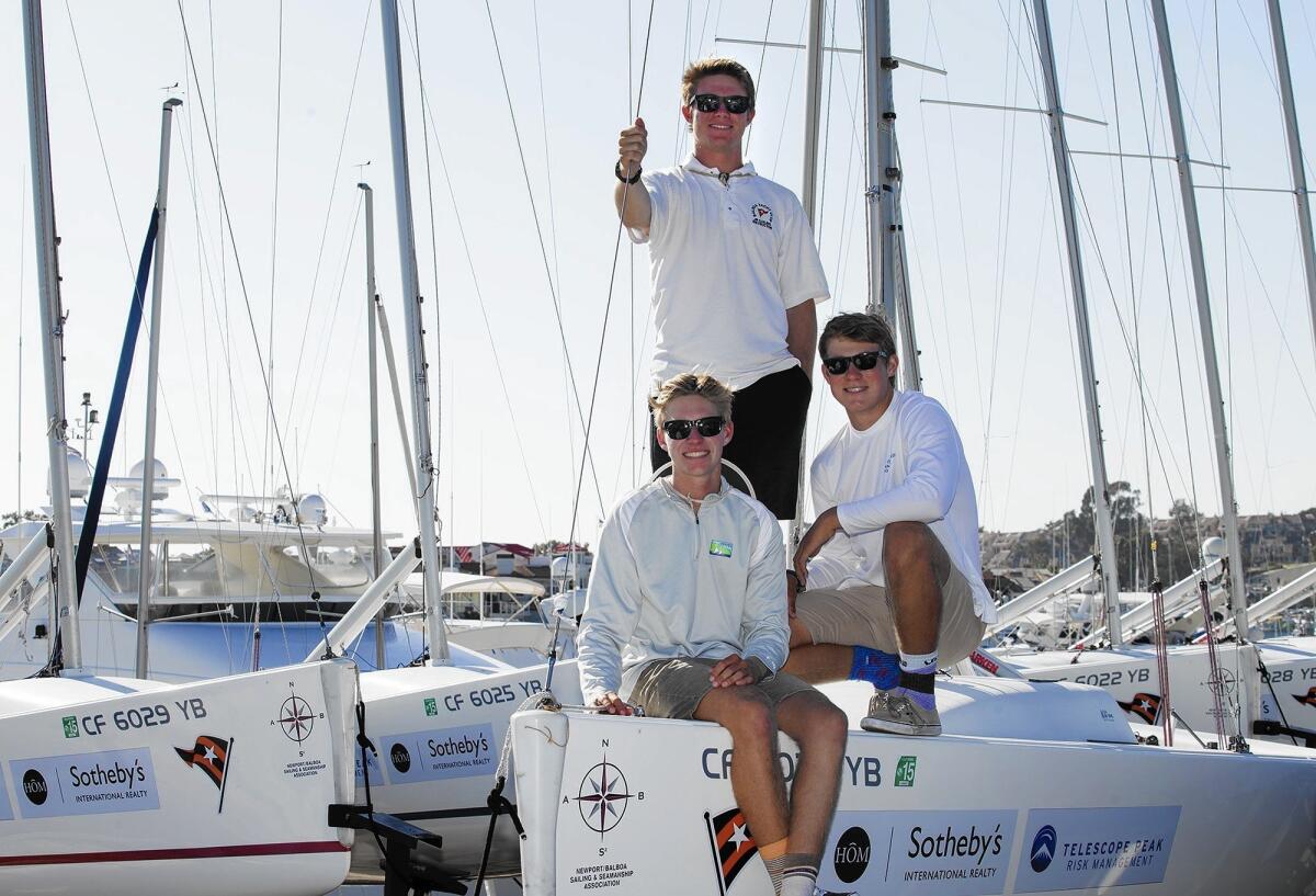 The Balboa Yacht Club team led by skipper Christophe Killian, top, with Harrison Vandervort, right, and bow Jake Martin will compete in the Governor's Cup. The regatta starts Tuesday.