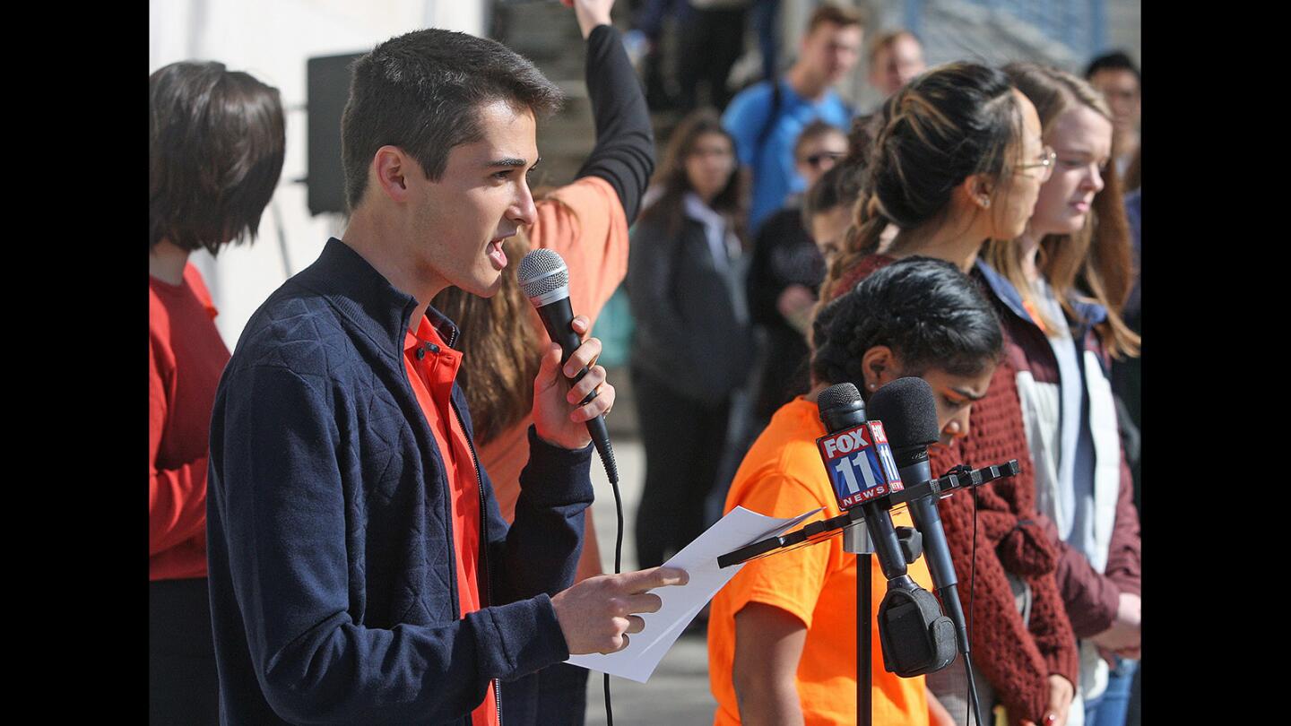 Photo Gallery: Crescenta Valley students participate in nationwide gun control protest in solidarity with students at Marjory Stoneman Douglas High School after shooting kills seventeen