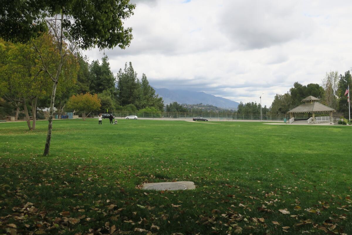 La Cañada's Memorial Park was nearly empty Tuesday as locals obeyed orders to shelter in place and avoid public groups to prevent the spread of the novel coronavirus.