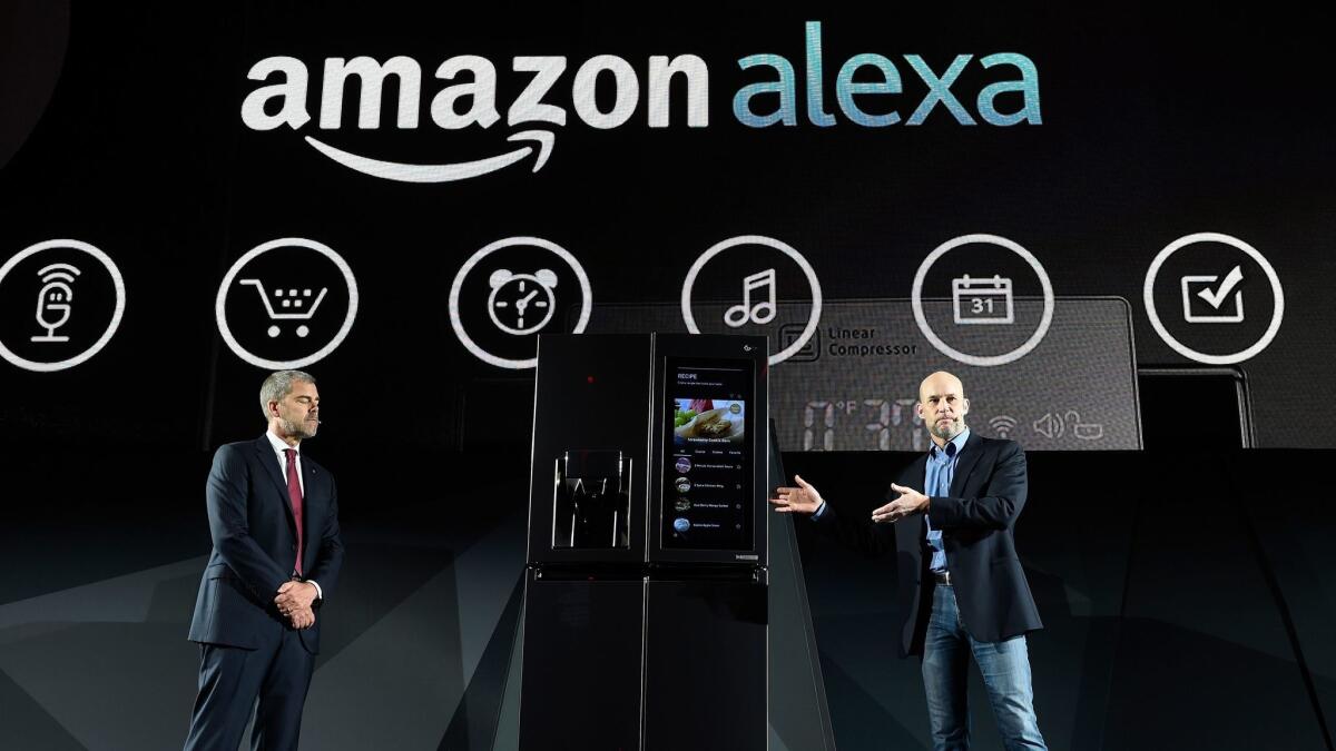 Amazon is counting on its Alexa virtual assistant to foster deeper relationships with consumers. Alexa is found in several devices, including the LG refrigerator above.