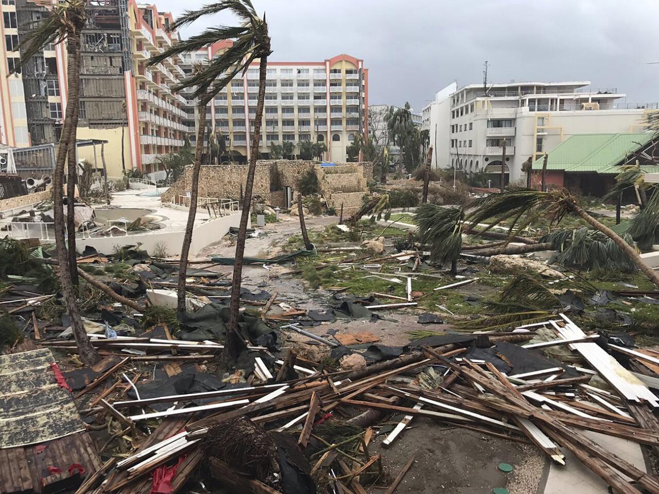 Storm damage in the aftermath of Hurricane Irma on Saint Martin on Sept. 6, 2017.
