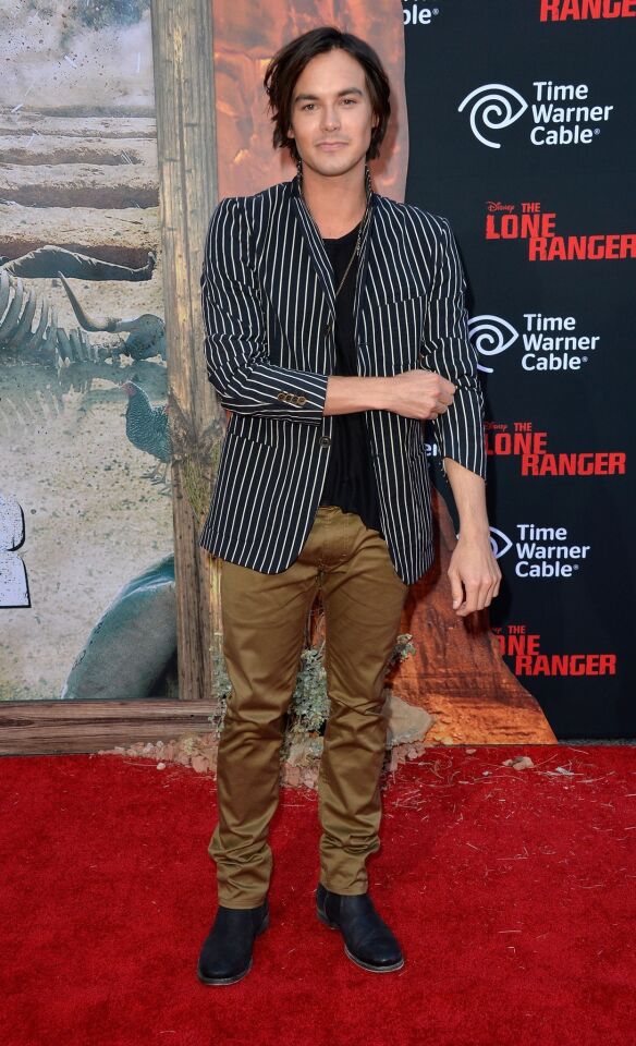 Actor Tyler Blackburn arrives at the premiere of Walt Disney Pictures' "The Lone Ranger."