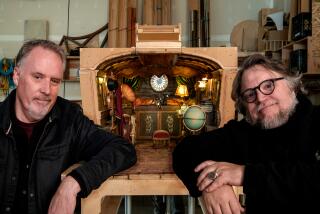 Mark Gustafson and Guillermo del Toro on the set of "Pinocchio."