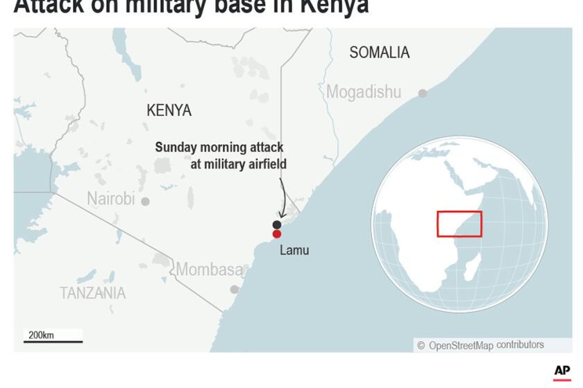 The U.S. military says the situation at a Kenyan airfield used by U.S. forces is