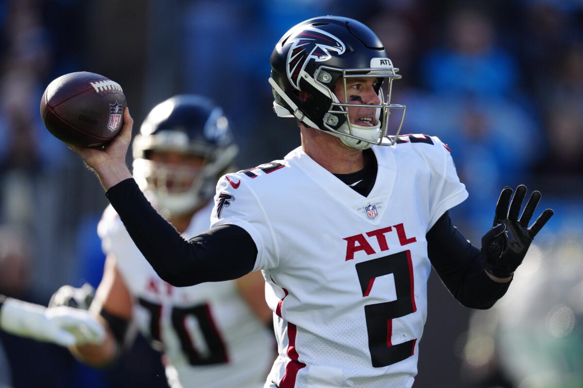 Atlanta Falcons quarterback Matt Ryan passes against the Carolina Panthers.