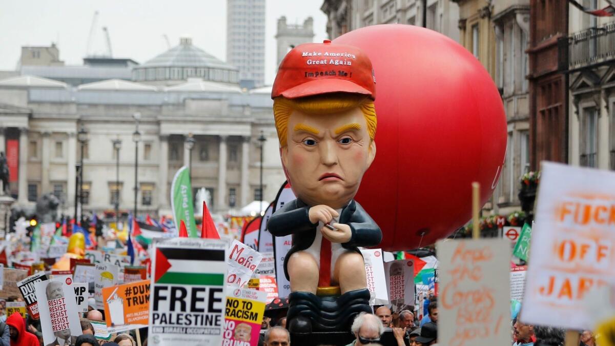Trump visits London and the crowd goes wild