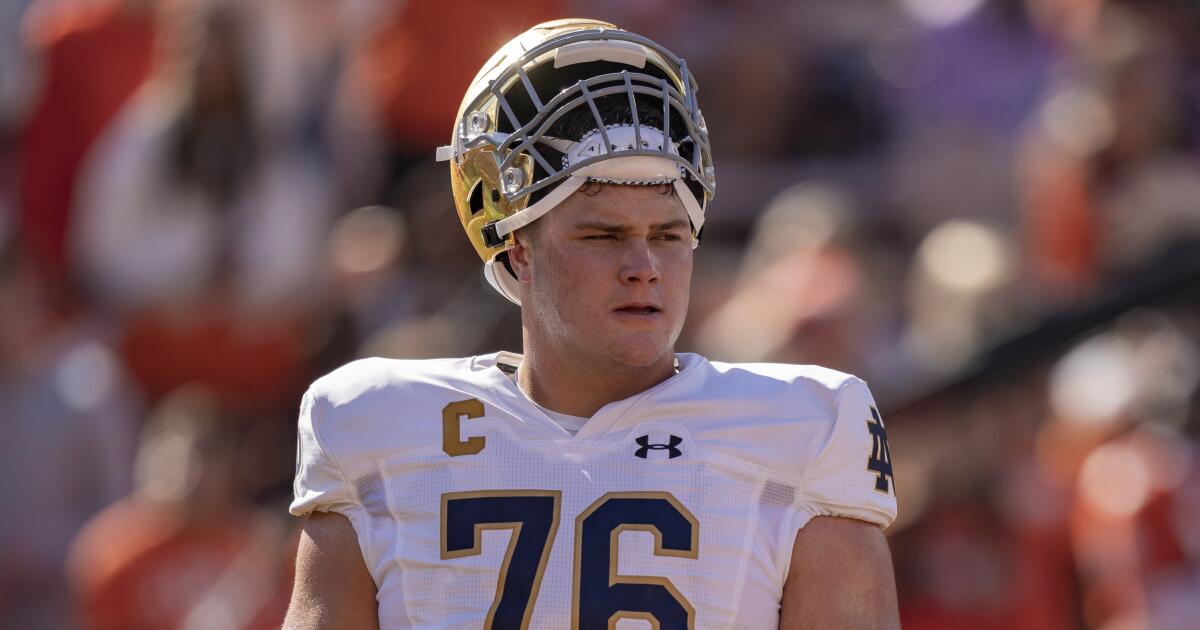 Keeping with Jim Harbaugh physicality promise, Chargers pick stud lineman Joe Alt