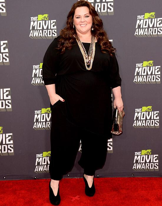 Actress and comedian Melissa McCarthy arrives at the 2013 MTV Movie Awards at Sony Pictures Studios in Culver City.