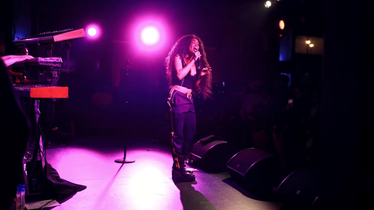 Sza performs onstage during an intimate night at Mastercard House on Jan. 24, 2018 in New York City.
