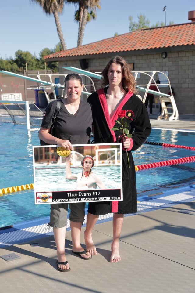 Senior Thor Evans with his mom