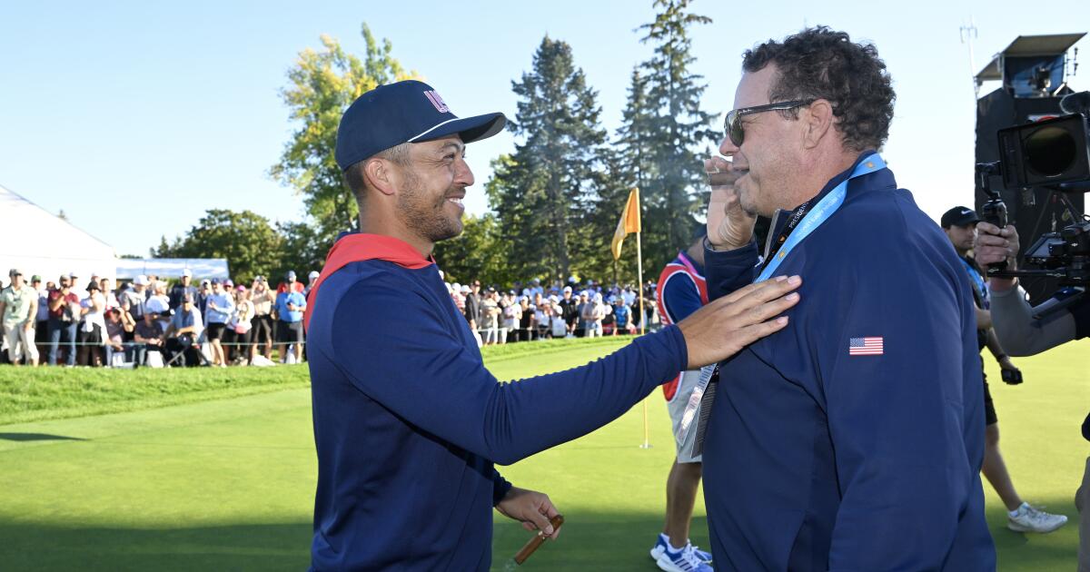 The Americans celebrate another victory in the Presidents Cup on Sunday