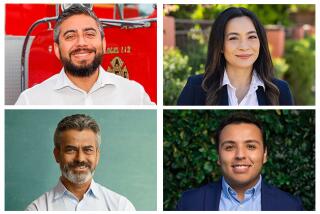 California Assembly District 52 race candidates David Giron, Jessica Caloza, Ari Ruiz and Franky Carrillo.