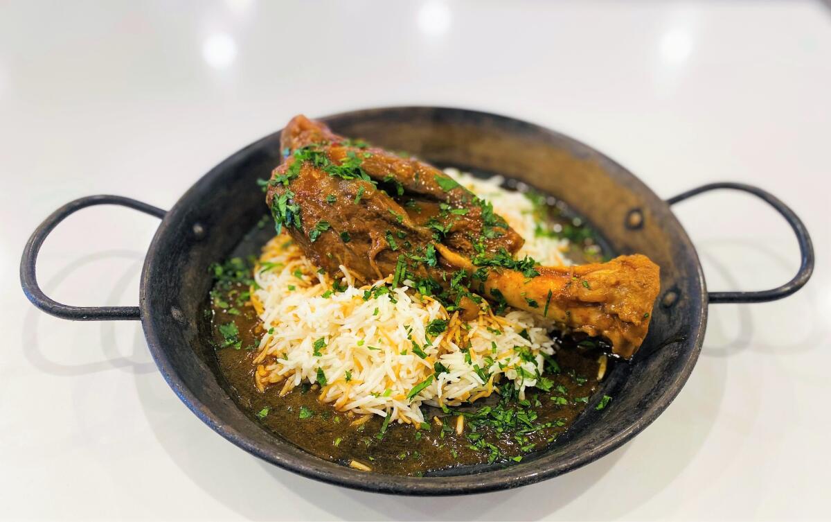 Braised lamb shank at newly opened Village Kabob in Carlsbad.