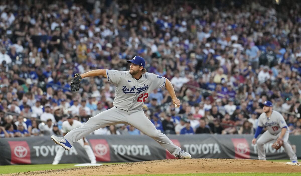 Clayton Kershaw works in the sixth inning Tuesday.