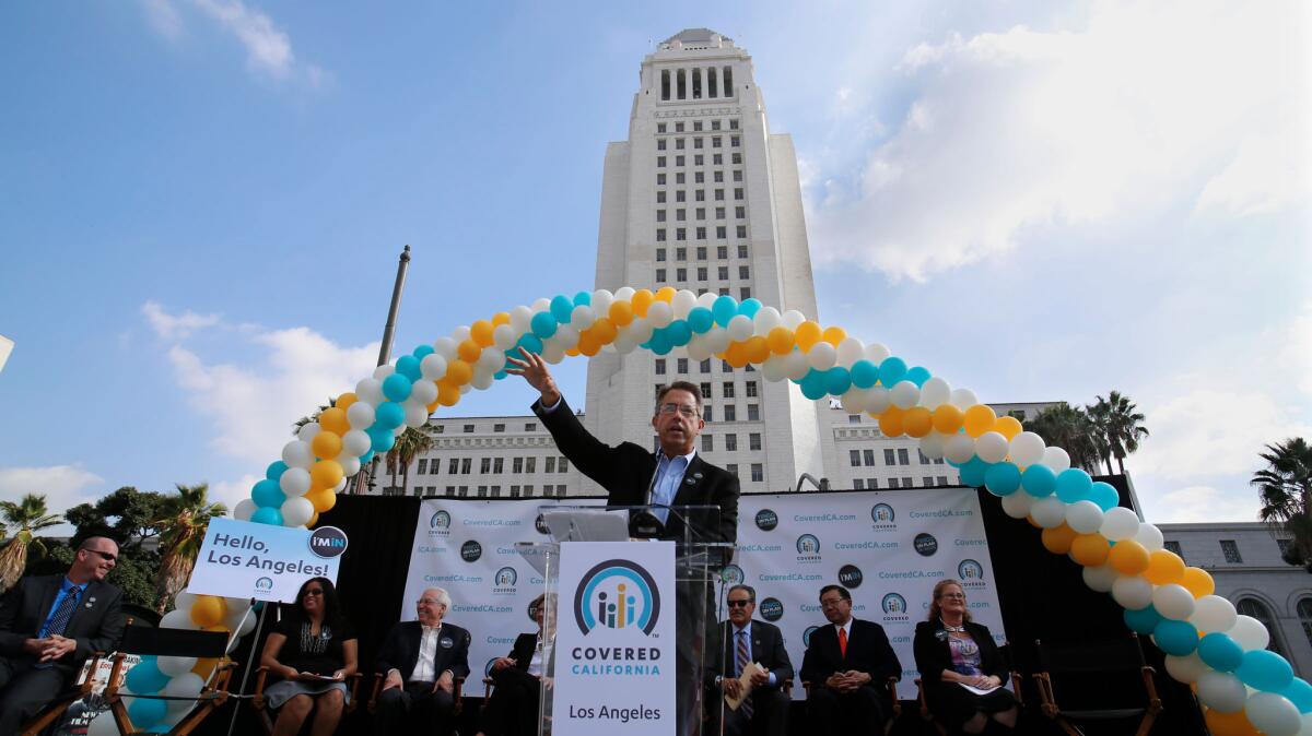 Peter Lee, executive director of Covered California, speaks at a kickoff news conference for the state healthcare insurance exchange in downtown Los Angeles in November 2014.