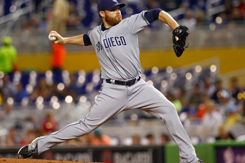 San Diego Padres right-hander Ian Kennedy delivers a pitch during a game Friday against the Miami Marlins.