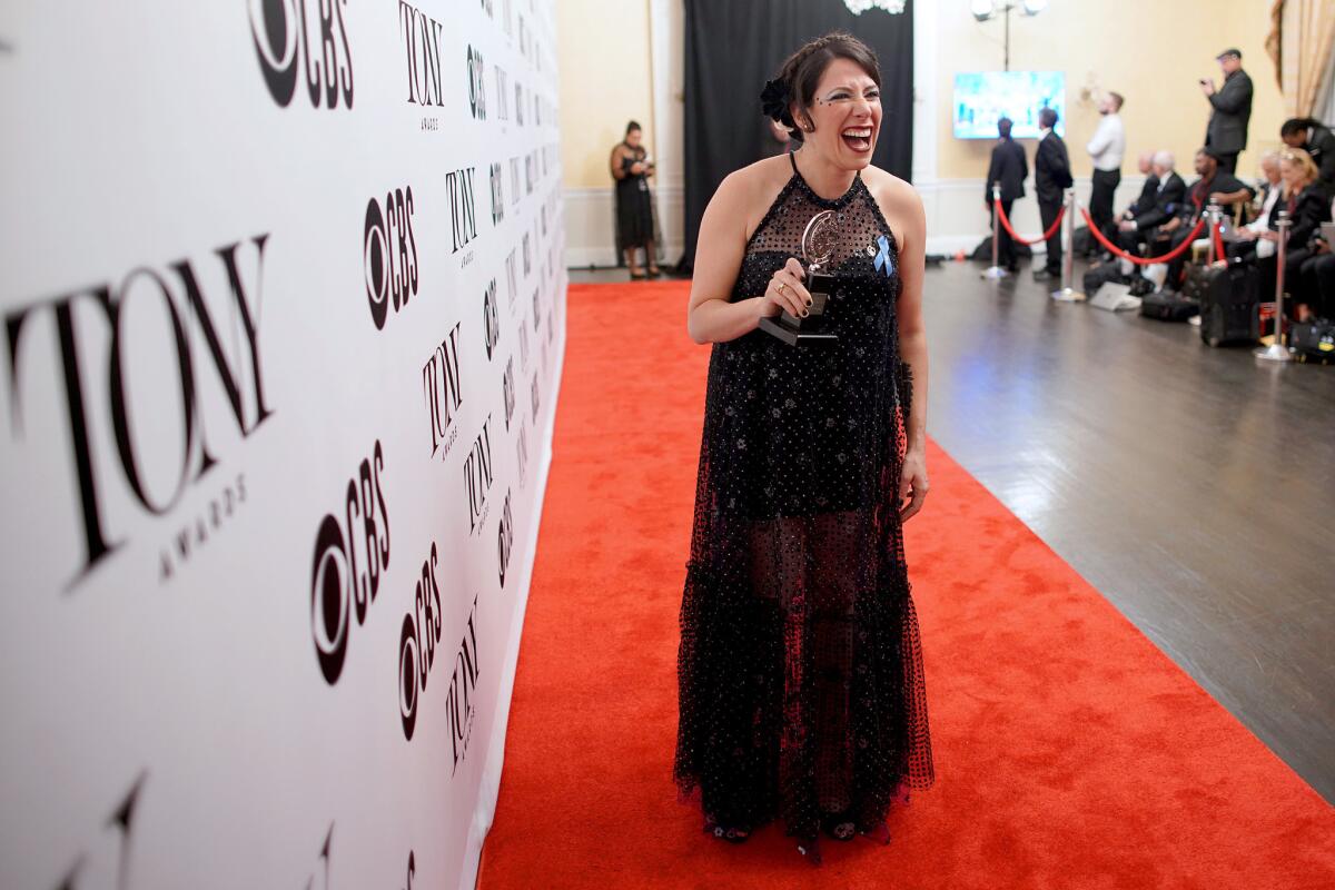 Rachel Chavkin, winner for best direction of a musical for "Hadestown," in the Tony Awards press room.