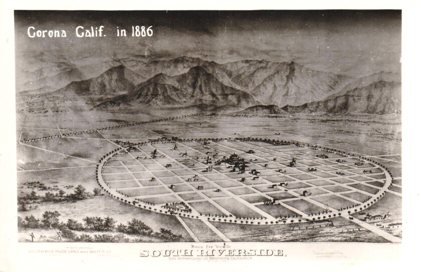 An historical postcard showing the race circle in Corona in 1886