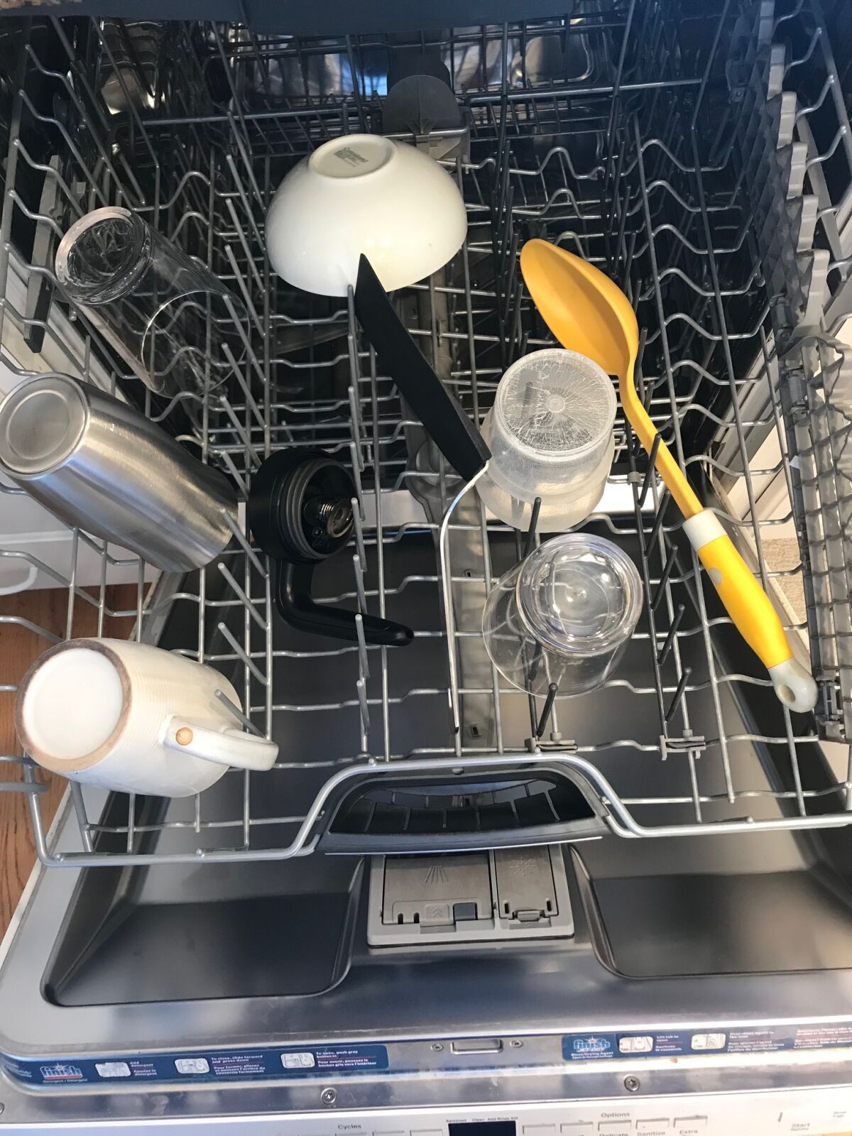 Inga says she could get three more days of dishes into this dishwasher before running it.