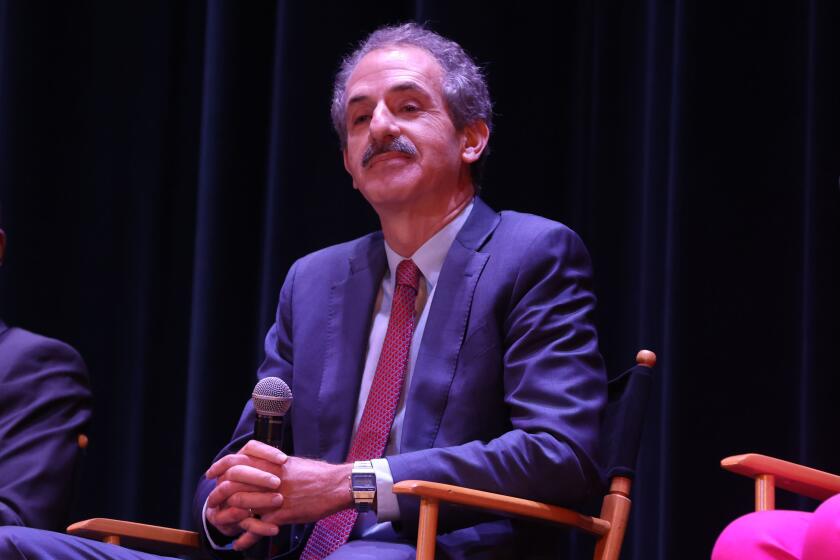 Los Angeles, CA - February 8: Mike Feuer listens to a questions asked during the CA-30 Congressional Debate at Wilshire Ebell Theater on Saturday, Feb. 10, 2024 in Los Angeles, CA. (Michael Blackshire / Los Angeles Times)