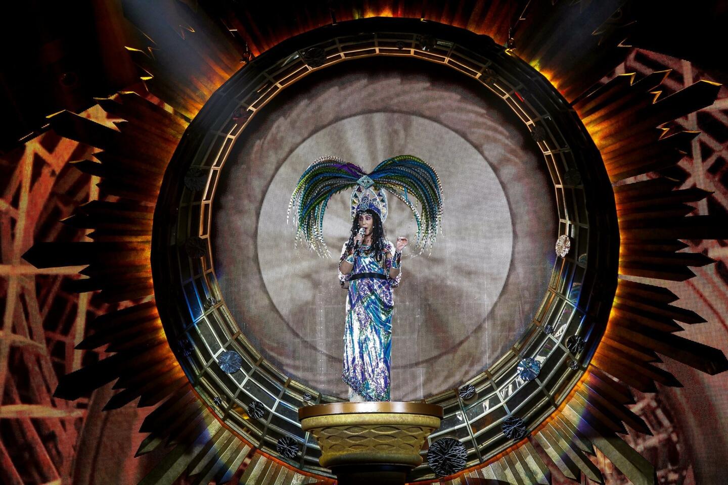 Cher performs during her D2K Tour at the Valley View Casino Center on Friday, July 11, 2014.