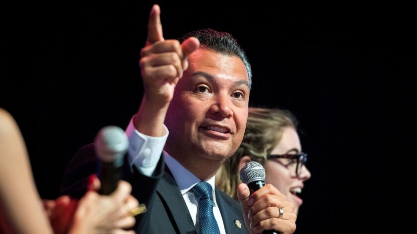 Alex Padilla speaks at a September 2018 event at USC.