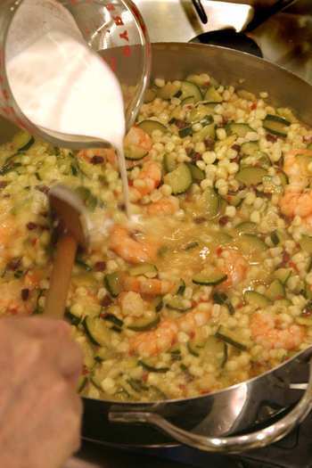 Sweet corn and shrimp "risotto"