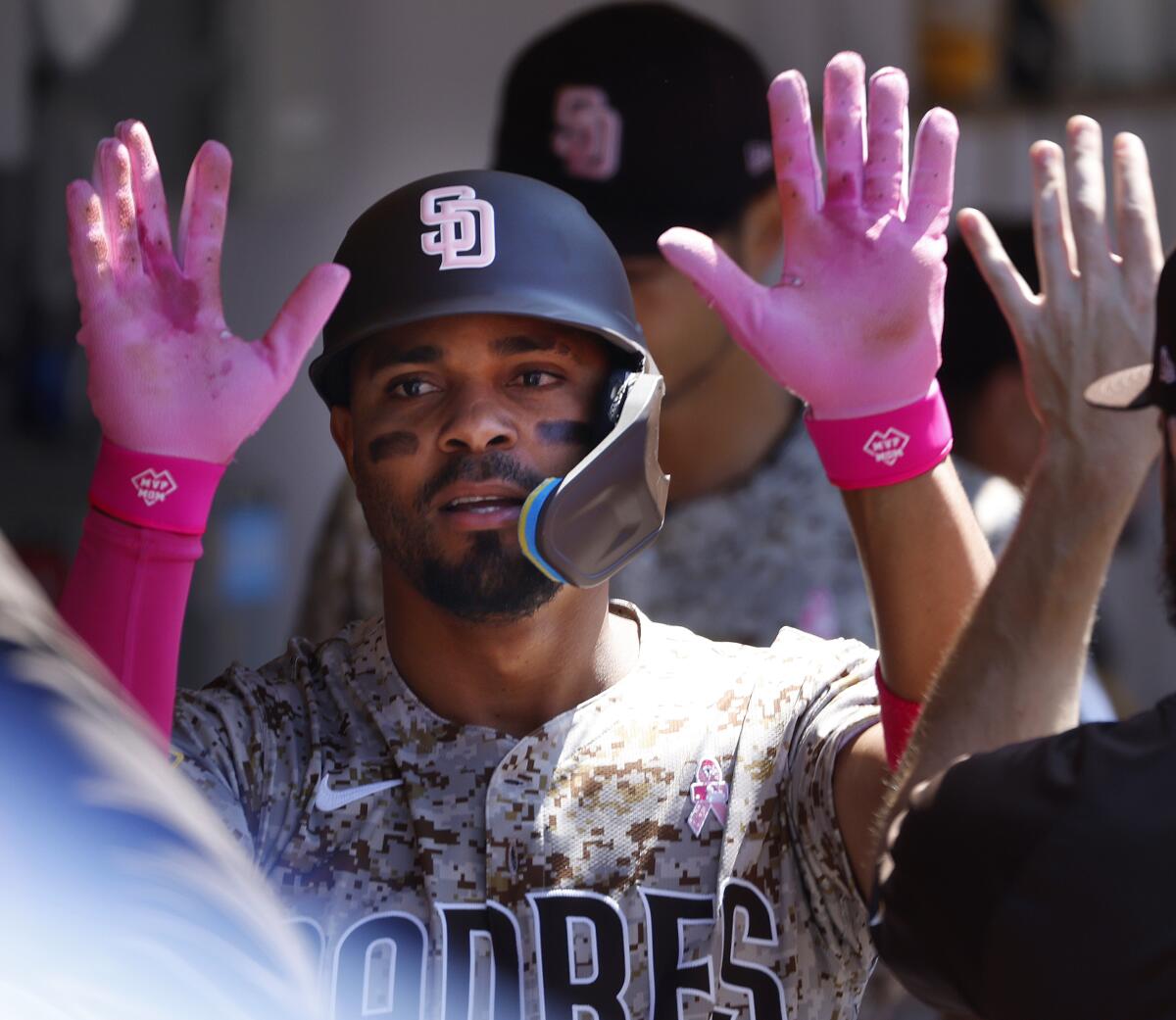 Xander Bogaerts celebrates a solo home run in the fifth inning.