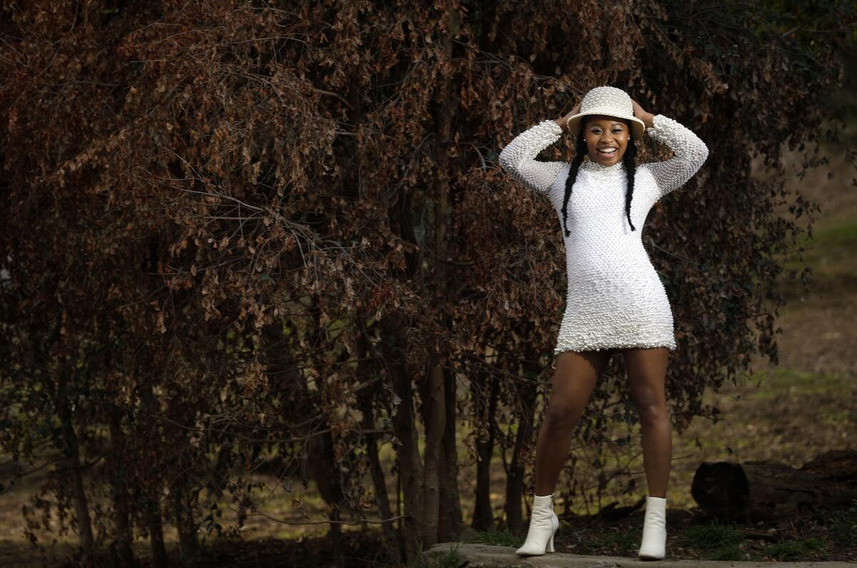 Dominique Fishback photographed at Runyon Canyon in Los Angeles.