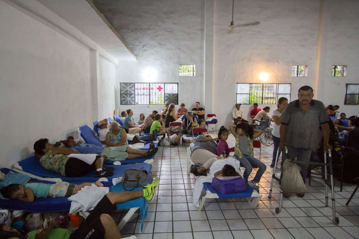 Evacuees at a shelter in Puerto Vallarta, Mexico, as Hurricane Patricia approached.