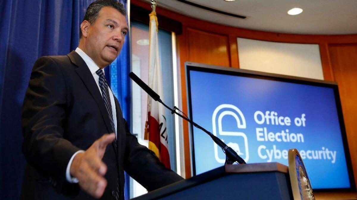 California Secretary of State Alex Padilla on Tuesday takes questions about the voter registration of ineligible people by the Department of Motor Vehicles.