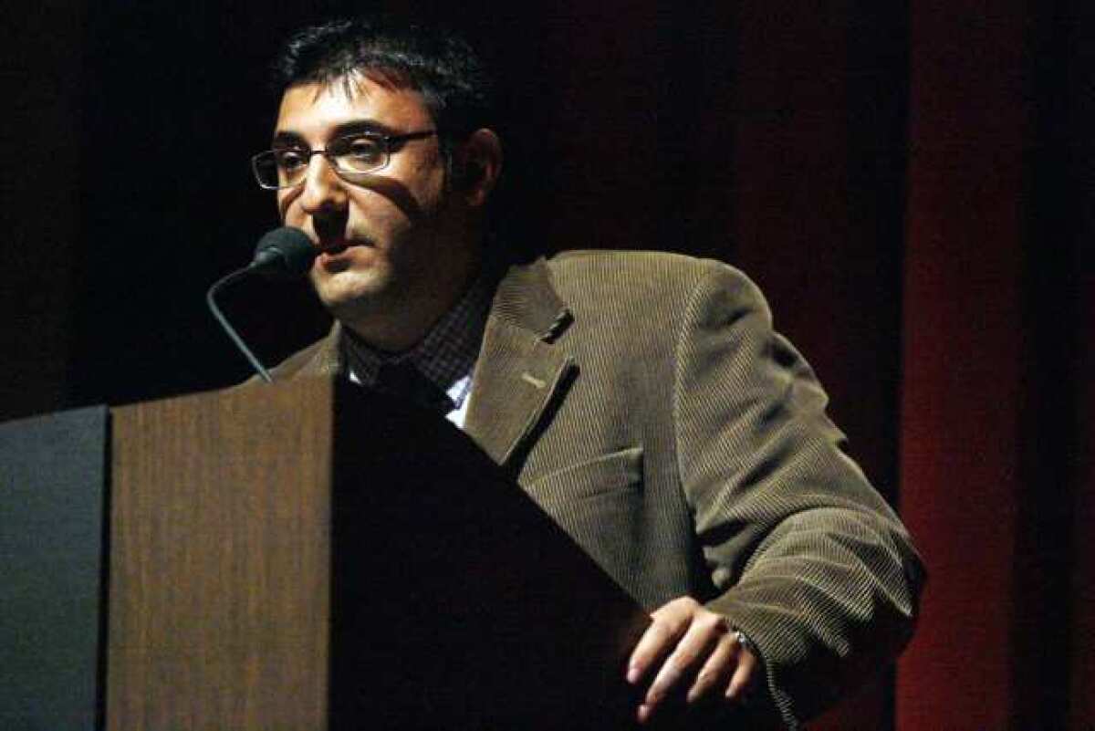 Turkish scholar from Clark University Umit Kurt speaks during the annual Armenian genocide commemoration, which took place a the Alex Theatre in Glendale on Thursday, April 24, 2013.
