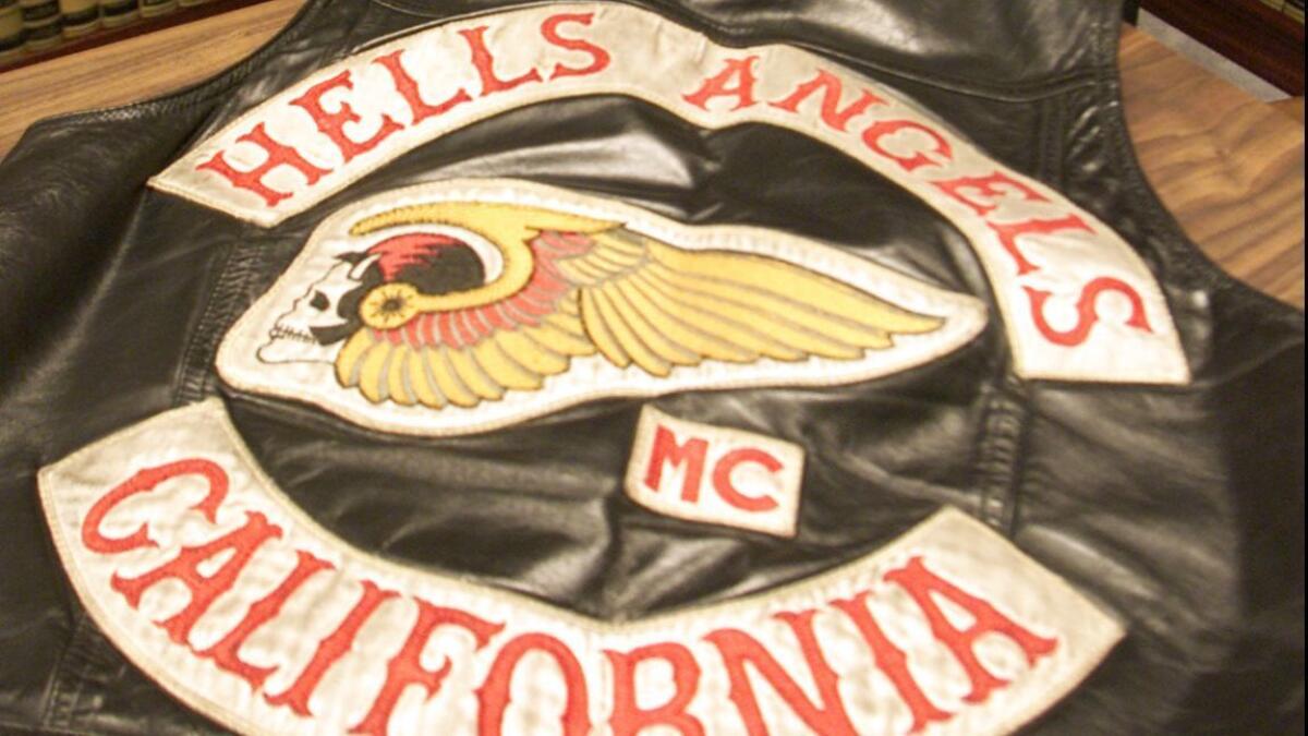 A Hells Angels Motorcycle Club vest is pictured in 2002.