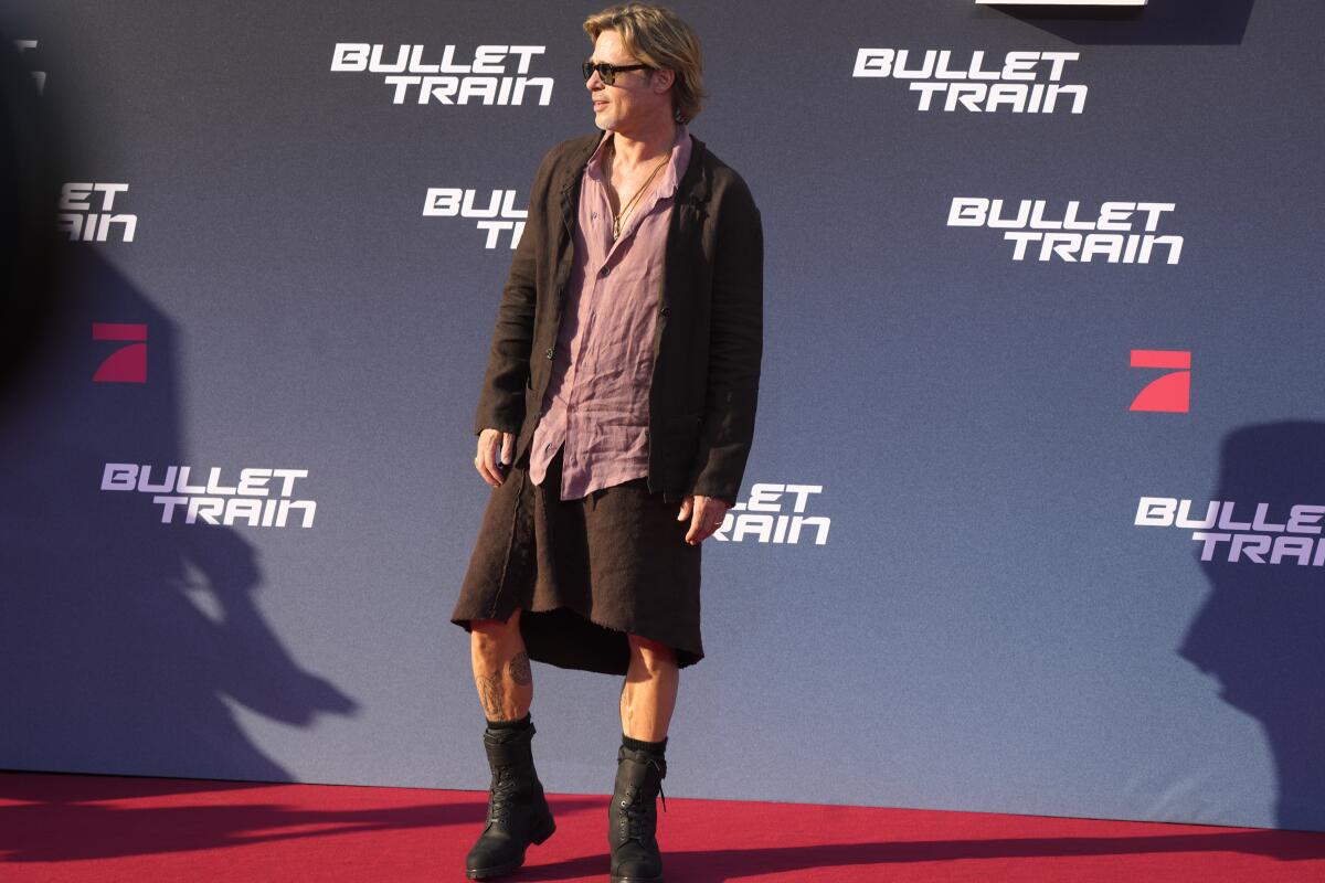 Brad Pitt on 'Bullet Train' red carpet: No pants? No problem - Los Angeles  Times