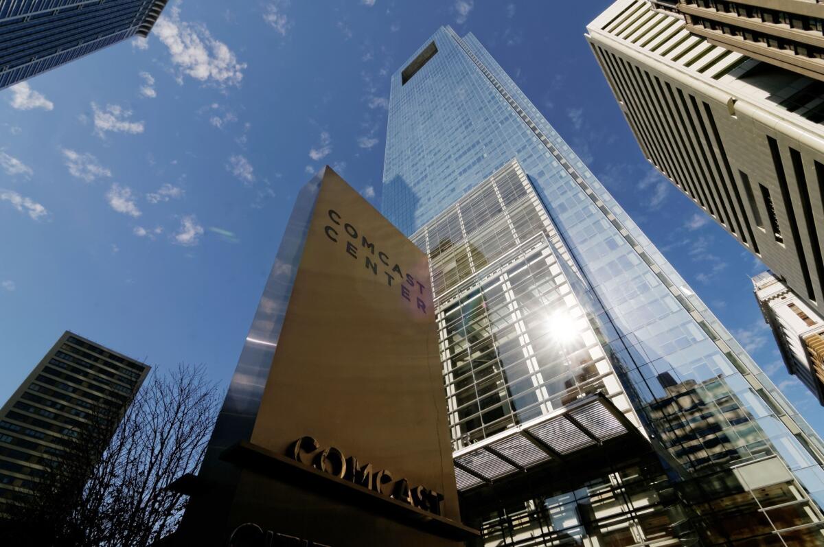 The corporate headquarters of Comcast, the United States' biggest cable television and Internet provider, in downtown Philadelphia.
